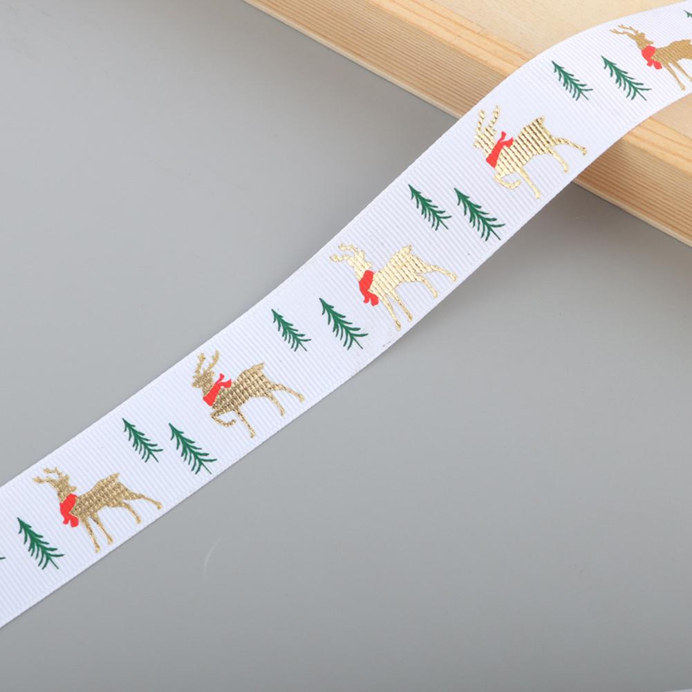 5 Meters 10mm Christmas Tree Snowfake Pattern Packing Ribbon Xmas Decor KTY
