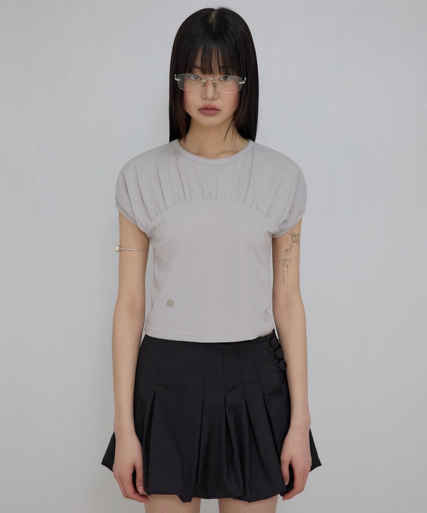 Peulleeoeob Kaya Shirred T-Shirt (Fl-158_Gray)