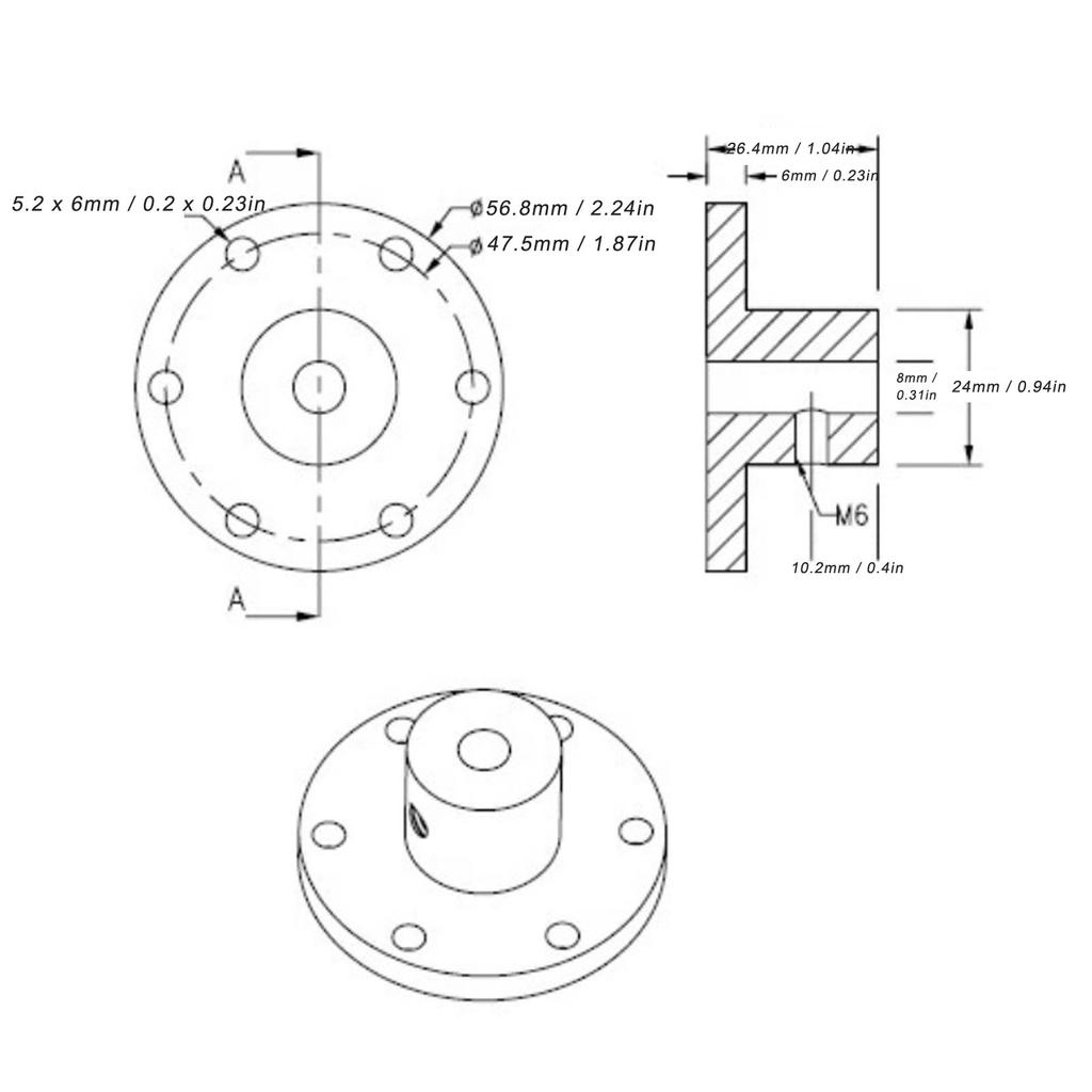 8mm Flanschwellenkupplung Universale Aluminium-Montagenabe Motorführungswellenkupplung für DIY RC-Modellmotor