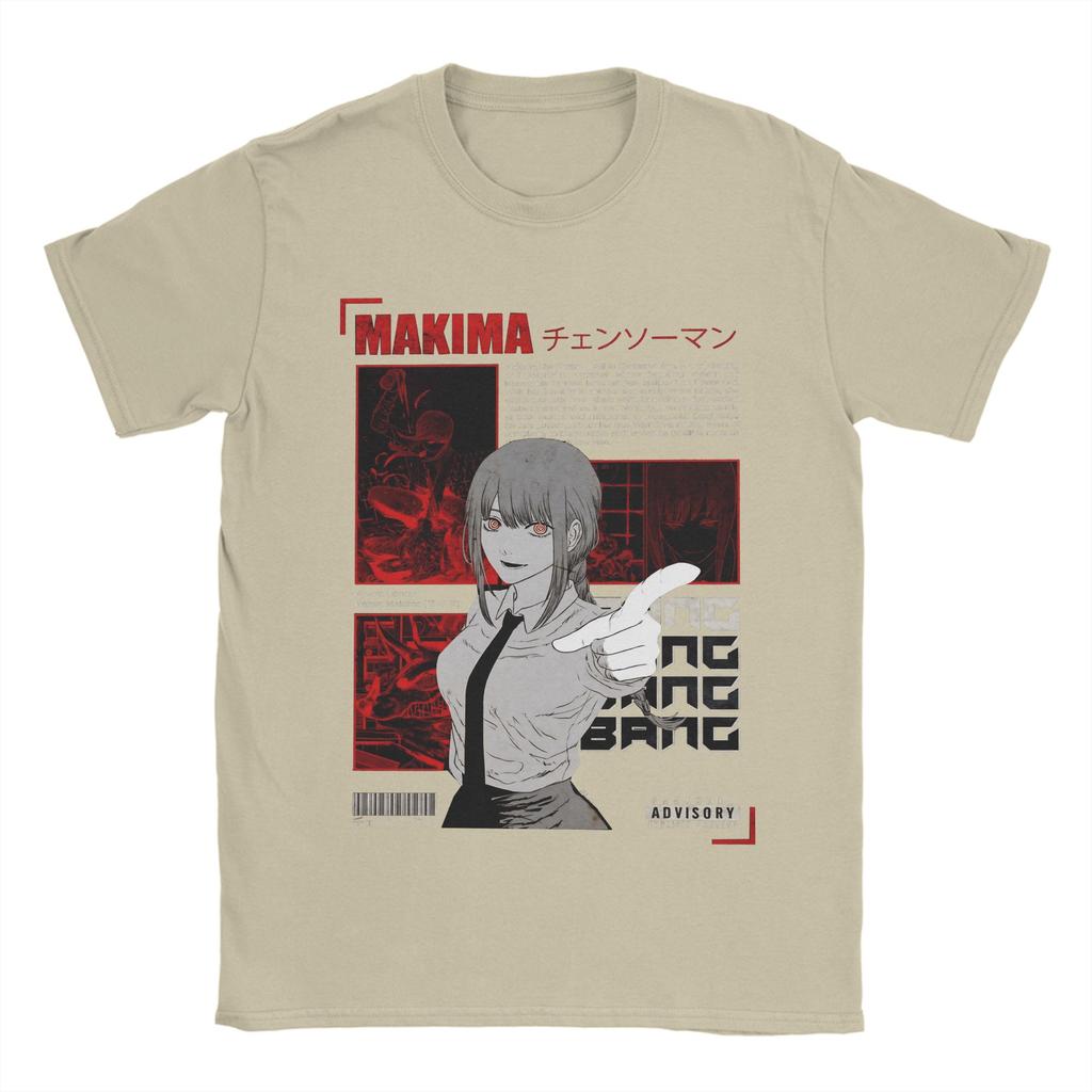 Makima Chainsaw Man Japanisches Anime-Poster T-Shirt Sommer Harajuku T-Shirts Herren Baumwolle Oversize-T-Shirts Kurzarm Vintage-T-Shirt