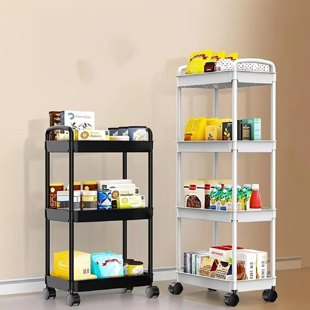 2025 Multifunctional Three-Layer Practical Rolling Cart with Reinforced Handle for Kitchen Bathroom Craft Room Nursery