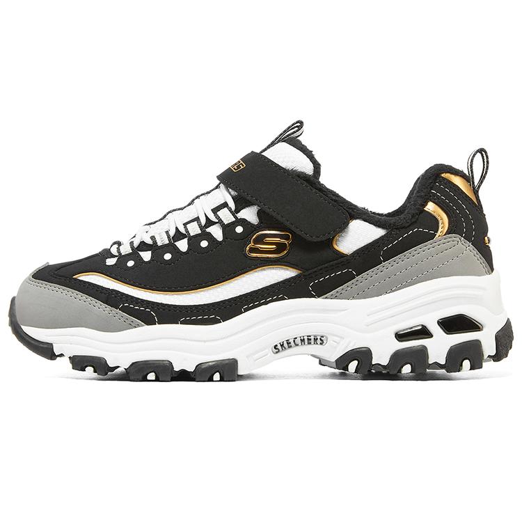 Skechers Synthetic Leather Excellent Panda Retro Versatile Comfortable Velcro Plush Shock Absorbing Wear Resistant Low Top Casual Shoes 302539L-BKGD 27.5