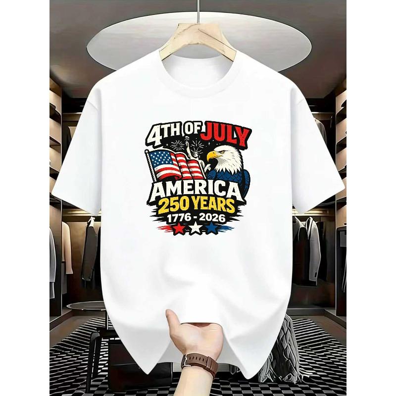 מידה אירופאית לגברים - עצמאות - סריג פוליאסטר רך, מתיחות בינונית, שרוולים קצרים לכל עונות השנה, חולצת טי צווארון עגול בסגנון רחוב