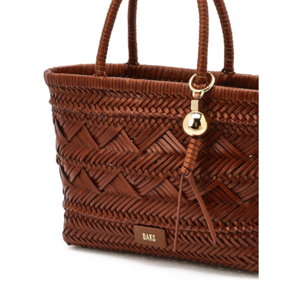Daks Summer Flow Tan Brown Leather Mesh Tote Bag Dcba6e311w2