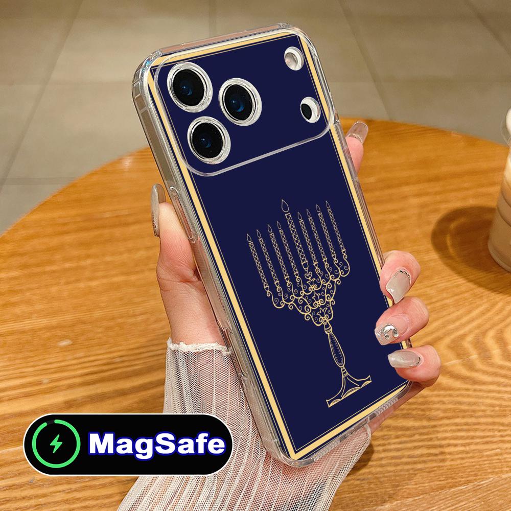 Jewish Hanukkah Mobile Phone Case for iPhone 17 16 15 14 13 12 11 Air Pro Max Plus Mini Magsafe Clear Colorful Cover Luxury