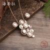 New Enamel Round Flower Stud Earrings Pendant Set, Women's High-end Glossy Enamel Necklace.