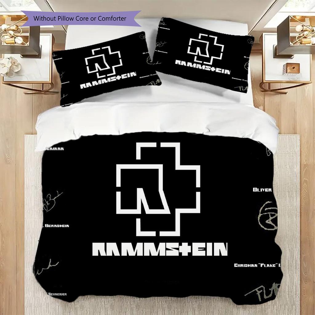 Rammsteins Industrial Rock Legacy Three-piece Set (1 * Duvet Cover + 2 * Pillowcase, Without Core) 2D Flat Soft and Comfortable Bedding Set