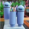 MINISO Kawaii Stitch Silicone Retractable Pencil Case Fashion Upright Pen Container Cartoon Pen Box Student Stationery Supplies