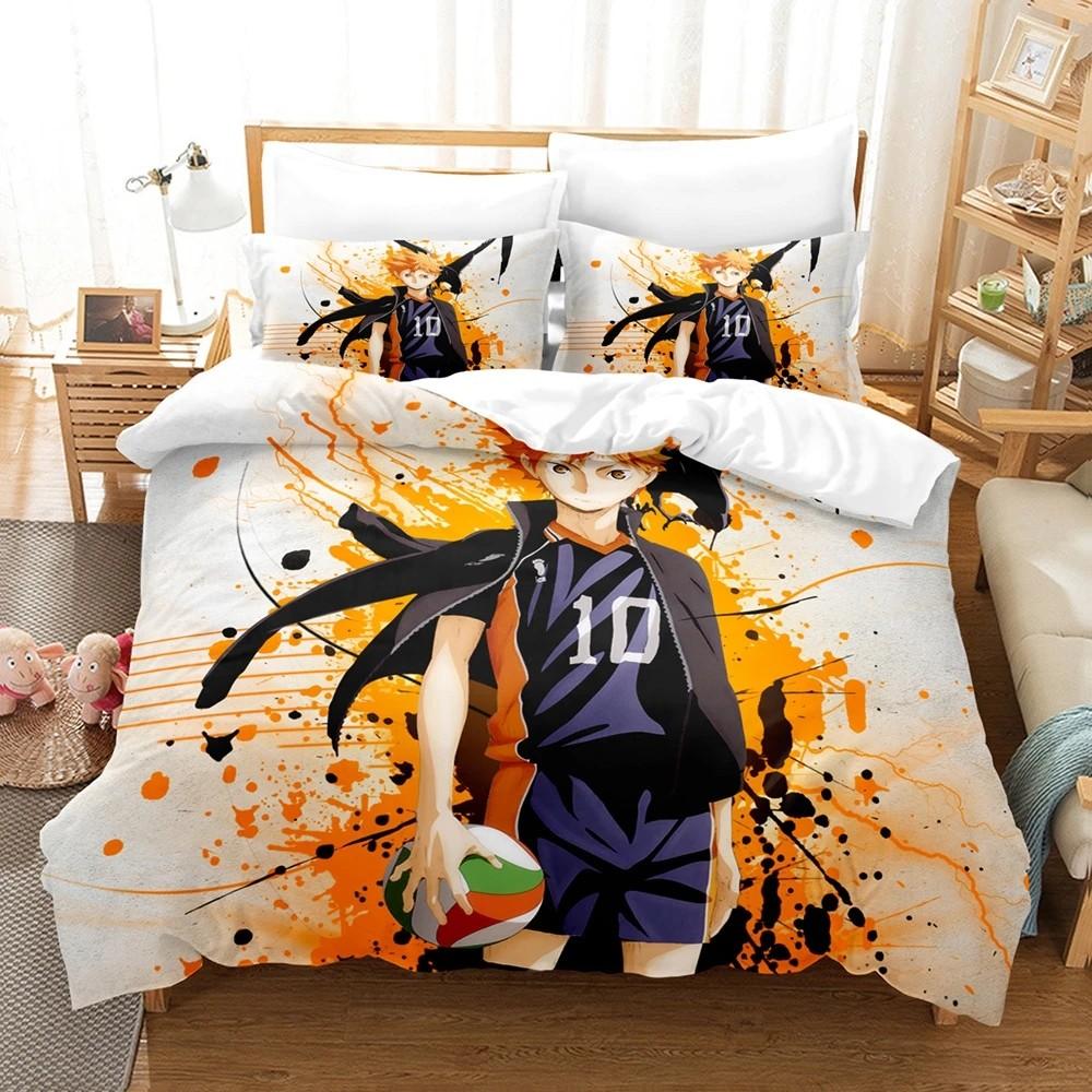 Kreslené Anime Haikyuu Povlečení 3D Tištěné Volejbaloví Chlapci Sada Povlaku na Přikrývku Jednolůžko Dvoulůžko Luxusní Ložní Prádlo pro Děti Teenagery Dárek