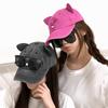 Cute Cat Ears Baseball Cap Breathable Duck Tongue Cap Fashion Sunshade Cap with Sunglasses  Travel