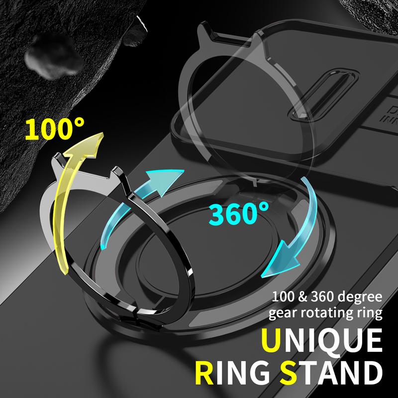Heavy Duty Car Magnetic Metal Ring Bracket Phone Case For VIVO V60 Lite 5G Shockproof Rugged Armor Slide Camera Protective Cover
