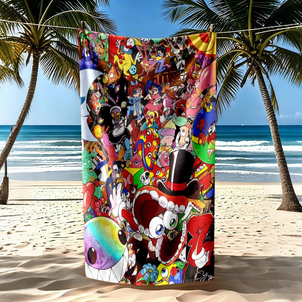 Digital Circus Beach Towel High Absorbency Quickdry Comfortable Lightweight Portable For Swimmingbeachcamping Travel Beach Accessoriesgym