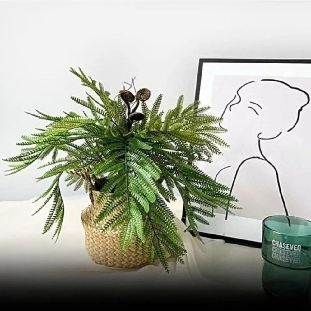 18 Leaves Artificial Boston Fern Soft Plastic DIY Landscaping Fake Plants UV-resistant Material Artificial Greenery