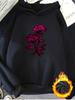1pc Fashionable Women'S Autumn And Winter Warm Hooded Sweatshirt Elegant And Beautiful Y2K Style Rose Pattern Brightly Colored Uni