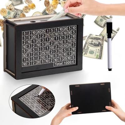 Wooden Money Saving Challenge Box Cash Vault Piggy Bank for Adults Kids Budgeting and Savings Goals Coin Bank for Kids Adults