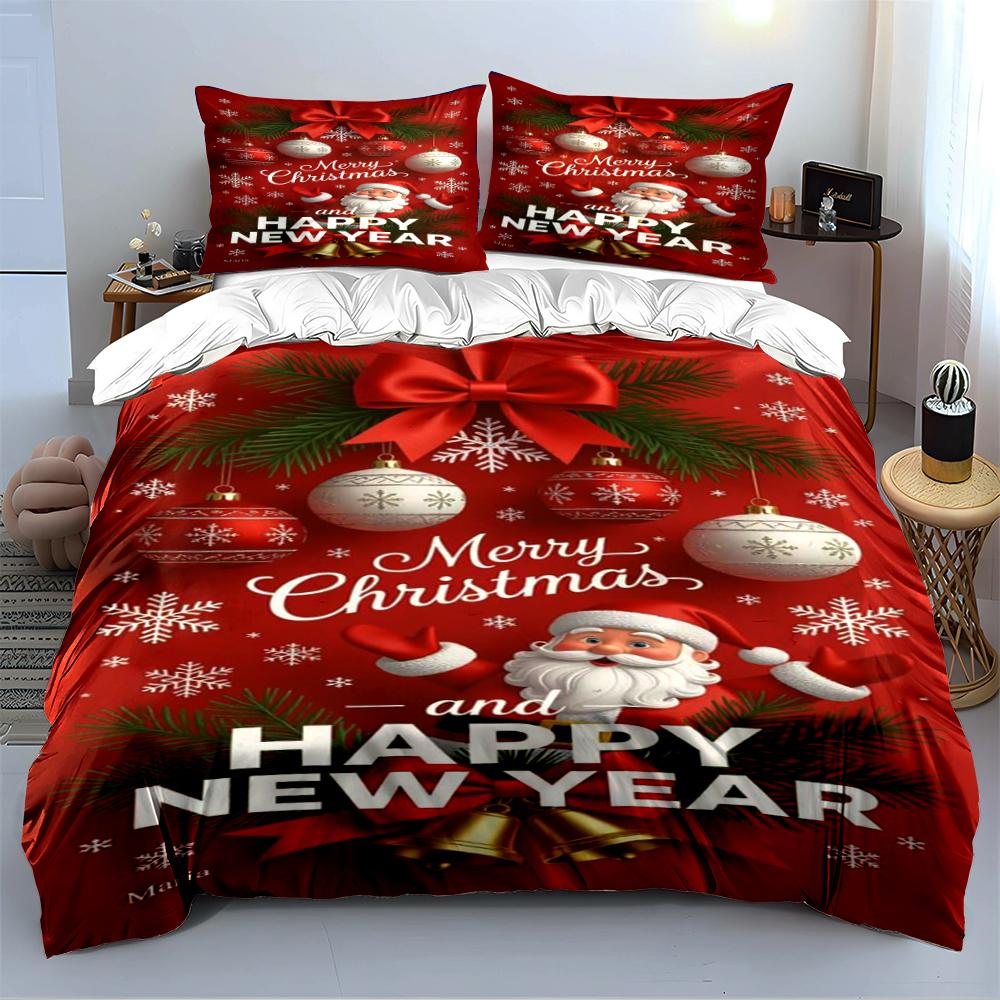 Merry Christmas and Happy New Year Bedding Bedding set (1 duvet cover, 2 pillowcases, duvet not included)