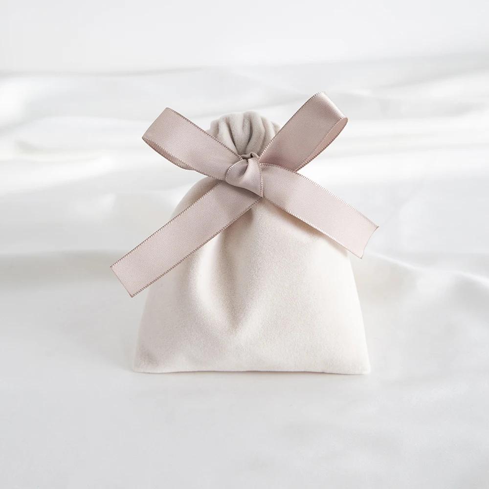10Pcs 7x9cm 10x12cm 12x15cm 15x20cm Beige Velvet Bag Jewelry Suede Gift Packaging Wedding Favors Candy Earrings Bracelet Pouch