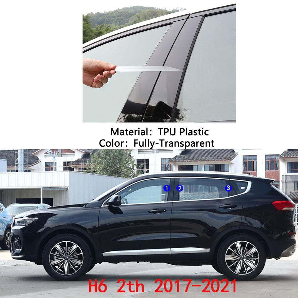 Car TPU/Glossy Mirror Pillar Post Cover Great Wall HAVAL H6 2011 2012 2013- Door Trim Window Molding Sticker Accessories