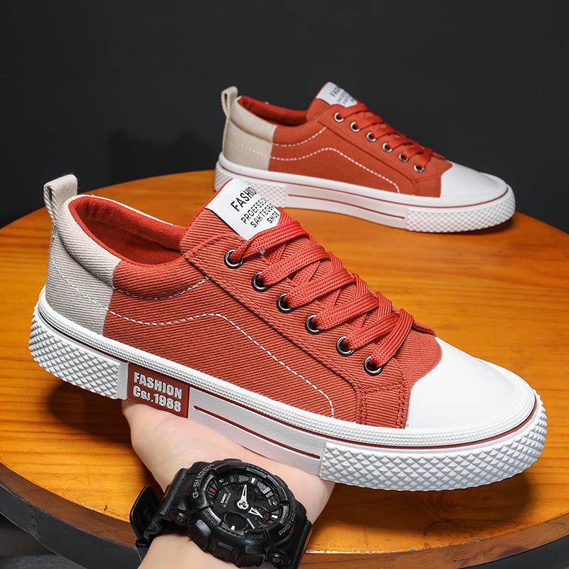 

Red canvas shoes men s 2024 new summer breathable low-top niche cloth shoes boys trendy sports and leisure board shoes 39 красный