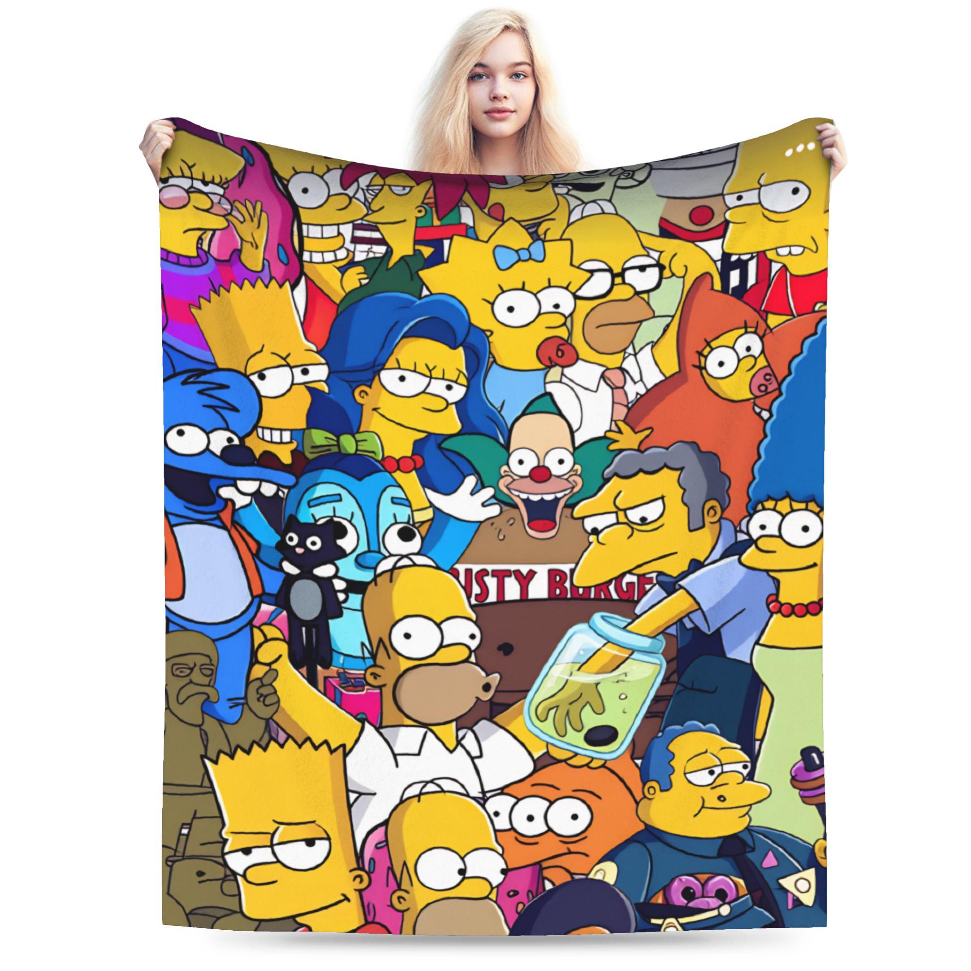 Funny S-Simpsons Family Portrait Blanket Quality Warm  Throw Blanket Autumn Camping Living Room Casual Bedspread 75x90cm