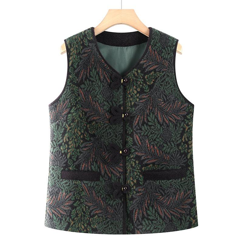 Жилет Женский Жилет Зимняя Одежда Флисовый Утепленный Жилет Жилет для Пожилой Женщины Теплый Жилет XL (recommended within 50kg)