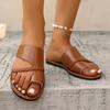 Fashion Women's Large Size Flat Slippers Summer New Round Head Set Toe Soft Sole Anti-slip Wear-resistant Beach Sandals