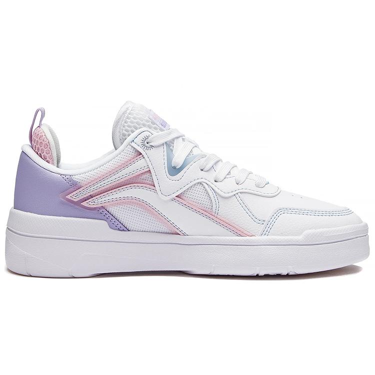 LiNing Lite Slip Resistant, Abrasion Resistant, Lightweight Low Top Skateboard Shoes Women's White Pink Purple AGCS098-2