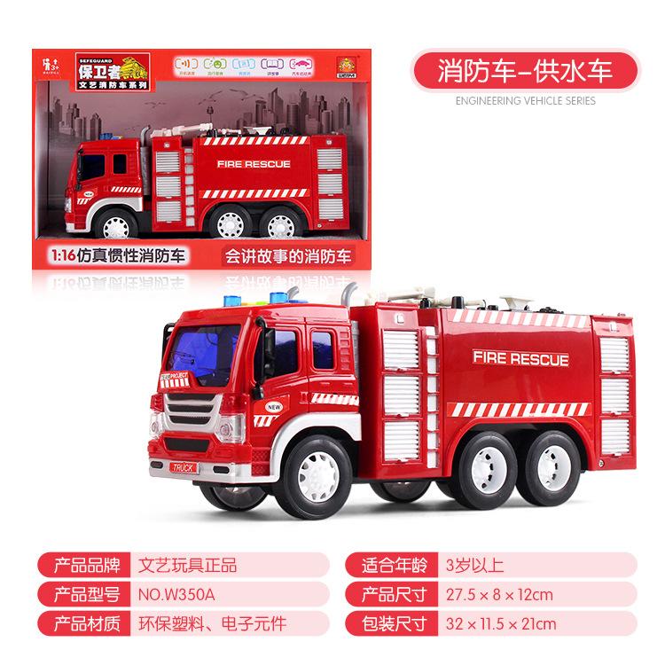 

Multifunctional Early Education Simulation Inertia Sound And Light Music Storytelling Fire Truck Model Children S Toys 1:16