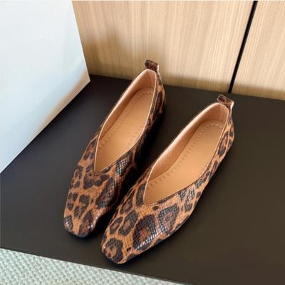 Modne Leopardowe Damskie Płaskie Mokasyny Buty Casualowe Płytkie Damskie Sandały Lato 2025 Modne Trampki Komfortowe Nowe Buty Do Chodzenia Damskie