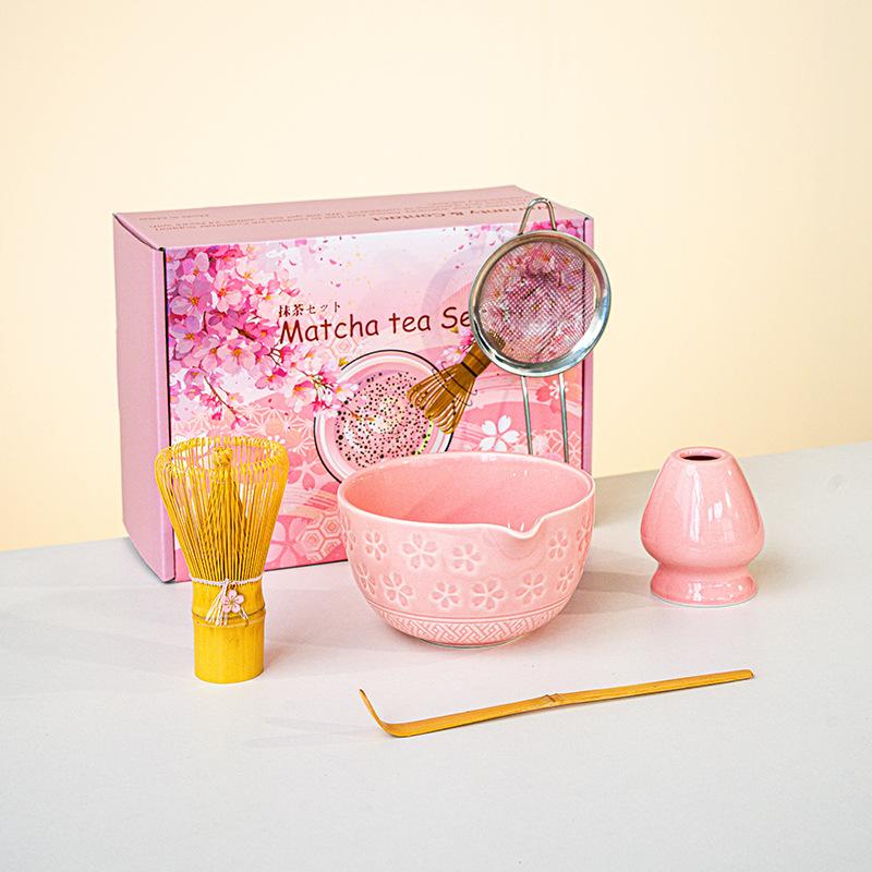 

Набор Маття Сакура Набор Маття с Чашей для Маття с Сакурой и Бамбуковым Венчиком Инструмент для Японской Церемонии Маття Подарочная Коробка Five-piece Set