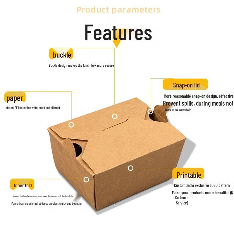 OEING Disposable Kraft Paper Takeaway Boxes