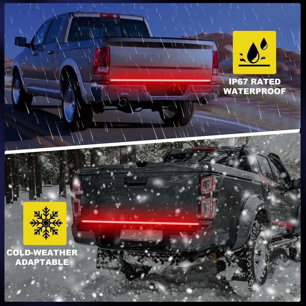 YUGUANG 60 Inch Truck Tailgate Light Bar, Triple Row LED Tailgate Light Strip With Brake Reverse Sequential Turning Signals Strobe Lights
