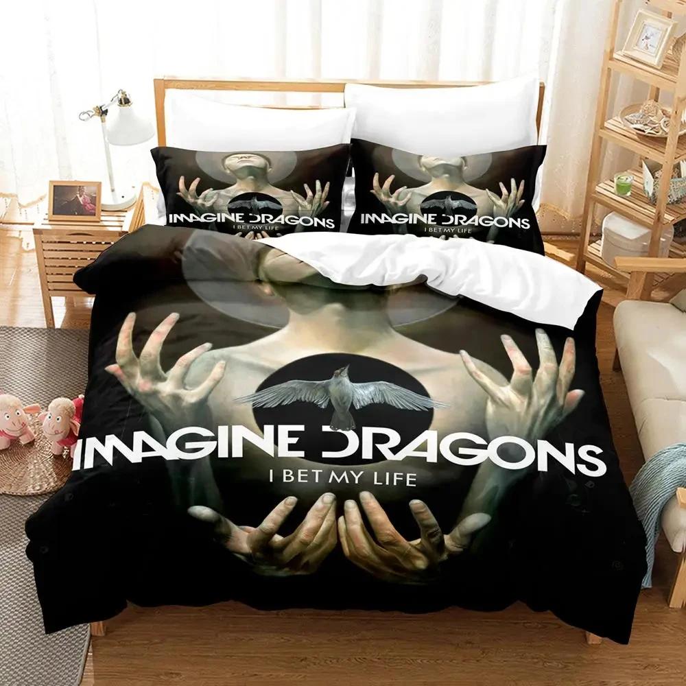

Imagine Dragons Single Double 3D Printed Bedding Set For Boys Bedroom Queen King Size Quilt Cover Pillowcase EU single(135x200cm)
