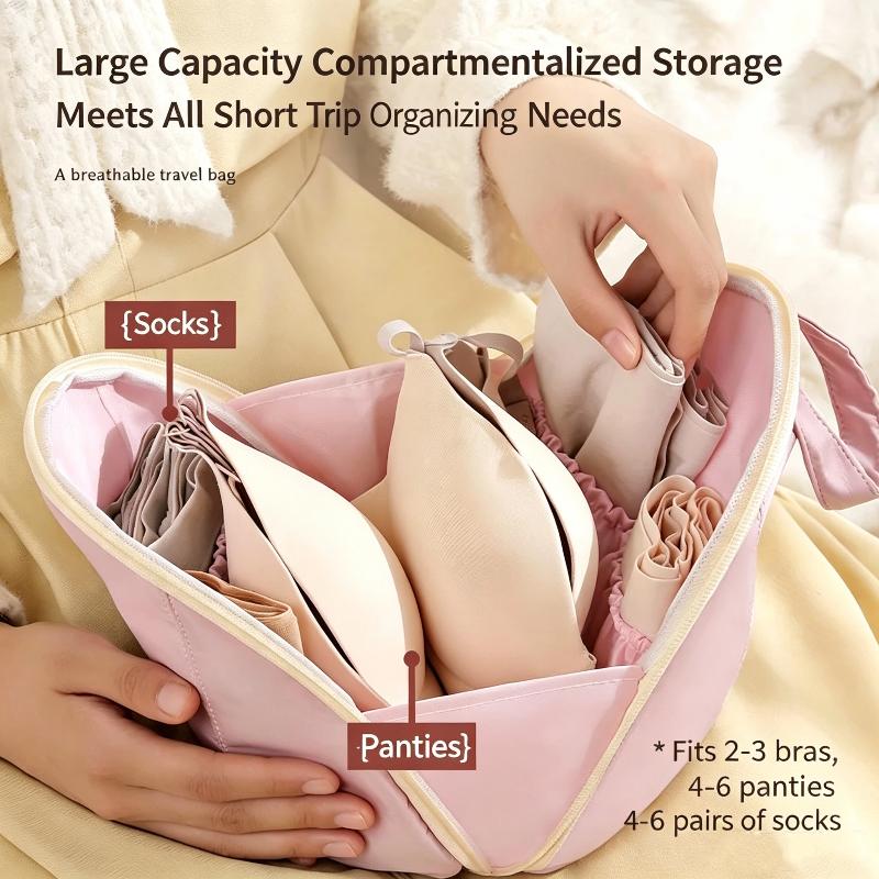 Portable Bra Underwear Organizer Waterproof Polyester Large Capacity Storage Bag for Travel Daily Use