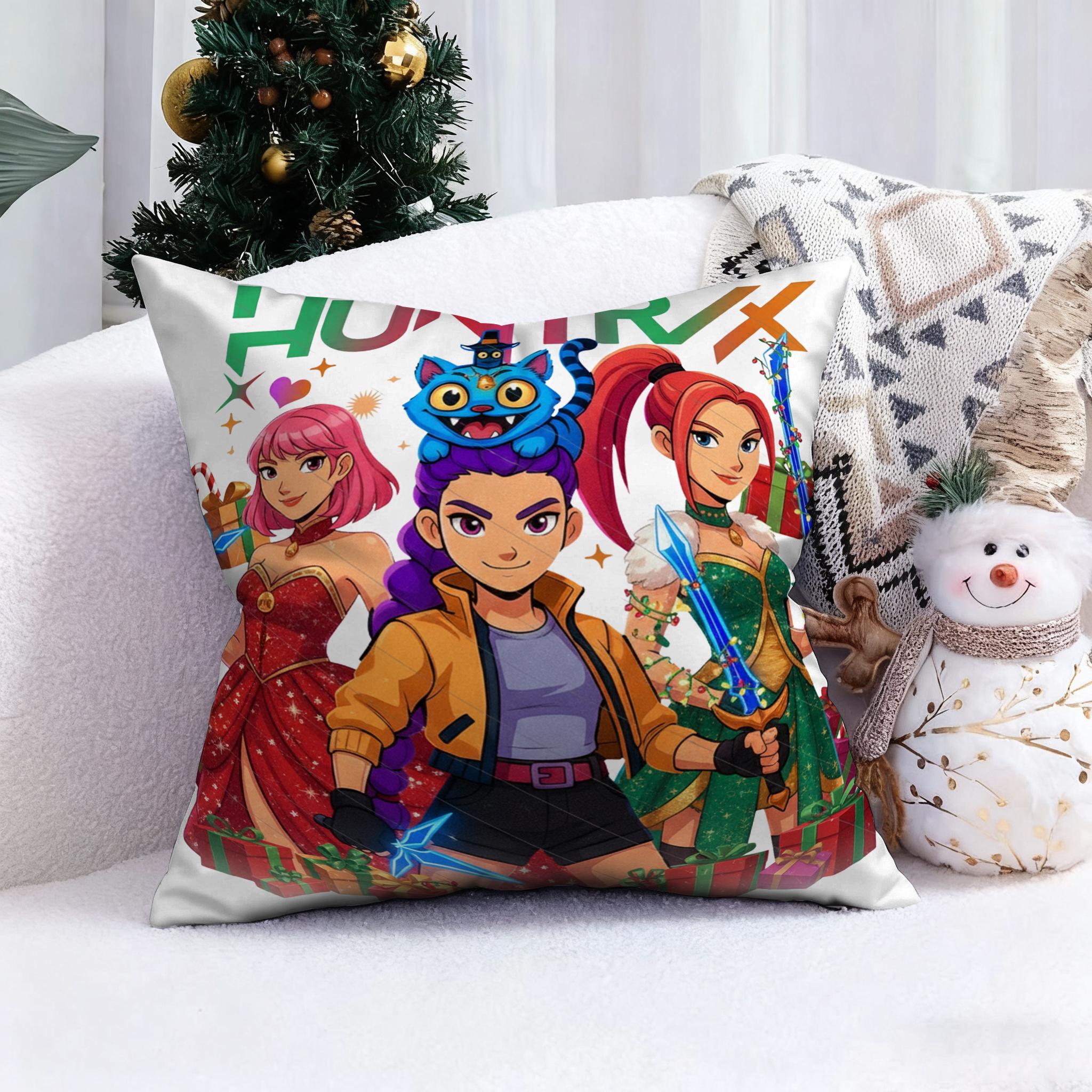 

KPop Demon Hunters Christmas dress up handsome guy avatar, add a warm atmosphere to the pillow, fashion home decoration 45x45cm