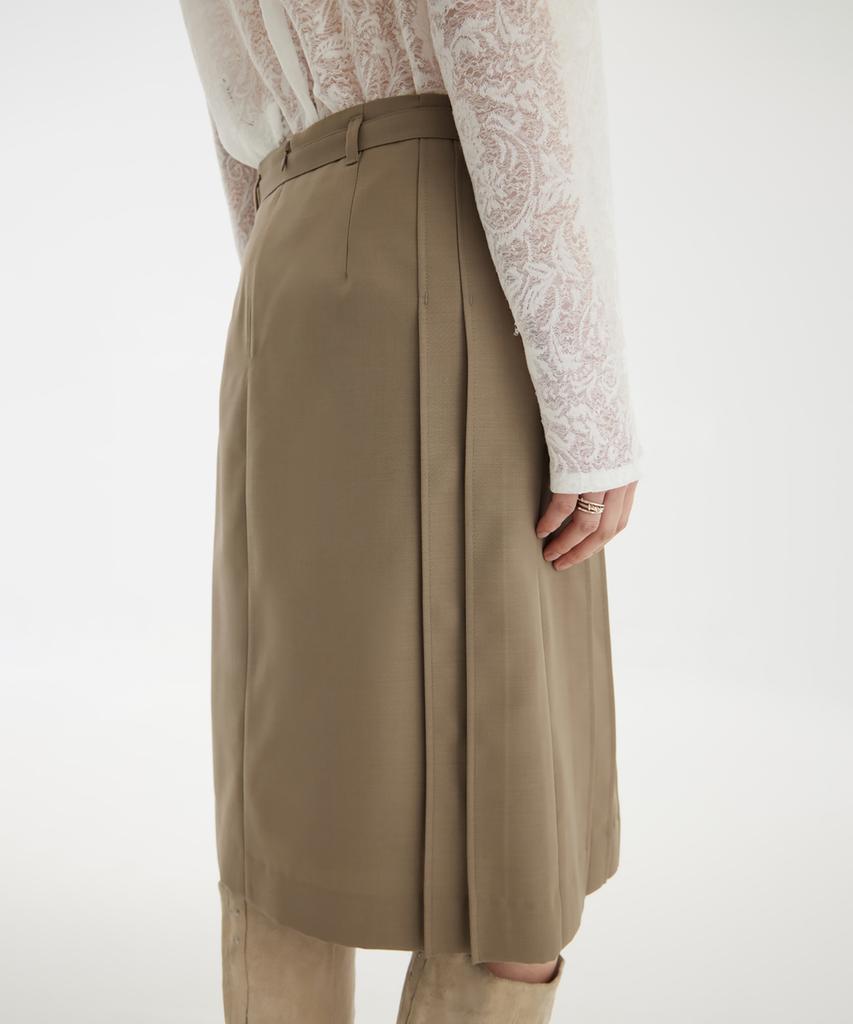 Youth Pleats Midi Skirt - Beige