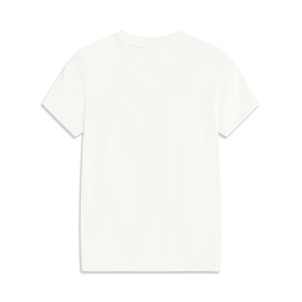Li Ning Sports Lifestyle Series Solid Color Breathable Versatile Short Sleeve T-Shirt Women Tops Off-White AHSV184-1