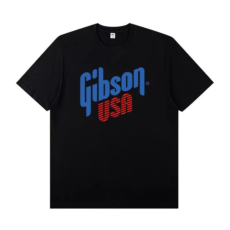 2026 Gibson Les Paul Gibson Electric Guitar Peripheral Short Sleeve Tshirt Rock Band Practice Costume Half Sleeve