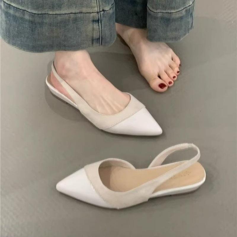 Französisches Temperament Spleißen Wildleder Tasche Kopf Sandalen Sommer Abend Abend nach dem Wind Riemen Mode Damenschuhe