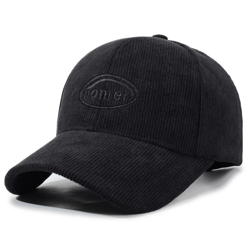 Corduroy Cap Letter Embroidery Baseball Cap for Men Women Outdoor Cap