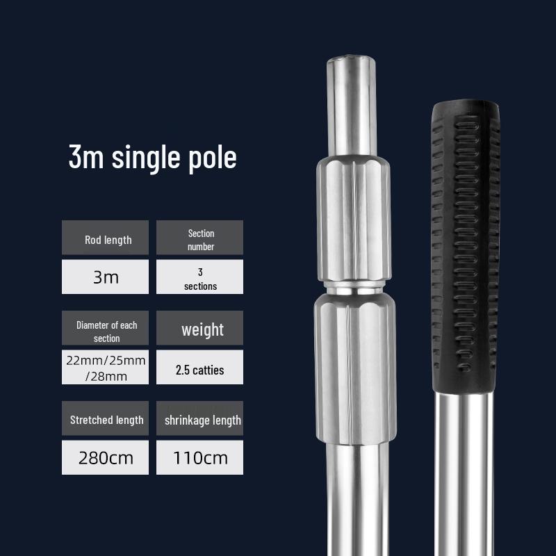 Telescopic Stainless Steel Fishing Rod with Foldable Net Head and Fish Bag Grapnel Set