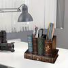 Vintage Wood Book-Shaped Pen Holder - Multifunctional Retro Desktop Organizer & Decoration for Office & Home