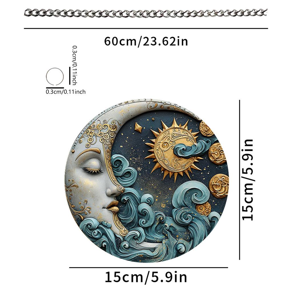 Vintage Acrylics Hanging Pendant with Metal Chain Moon Festival Decoration Easy to Install for Indoor and Outdoor Use