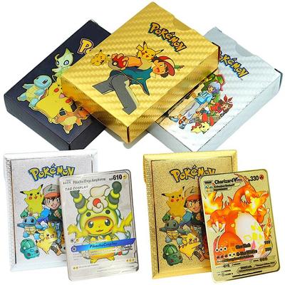 55 Parça Altın Folyo Karışık Oyun Kartları VSTAR GX EX VMAX MEGA TAG TEAM Enerji Antrenör Charizard Pikachu Nadir Pokemon Kartları D01