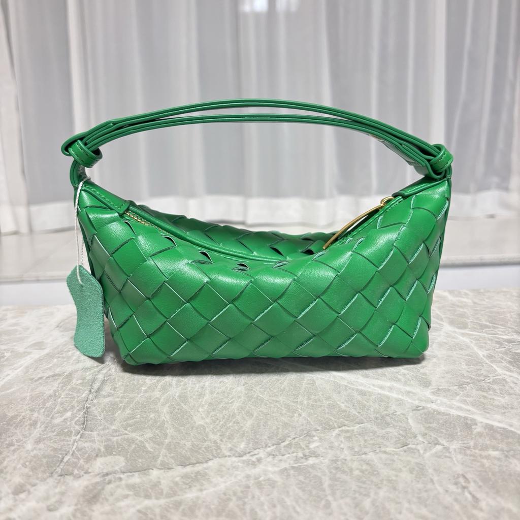 Cross-border cowhide hand-woven mini zipper bento bag niche portable lunch box bag versatile single shoulder underarm women's bag