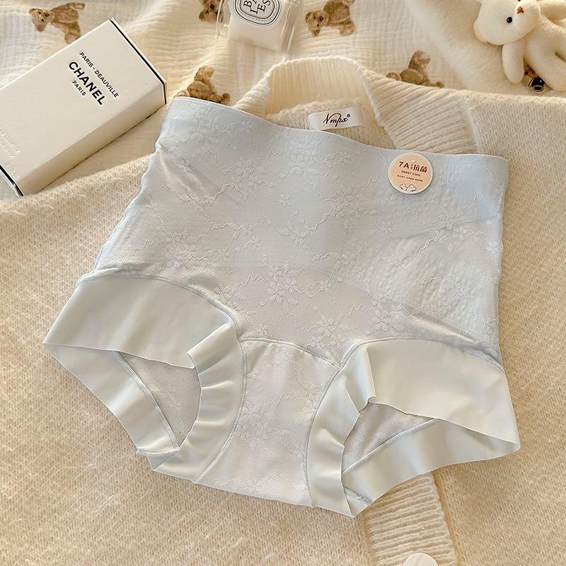 Women High Waist Lace Tummy Control Underwear 7A Antibacterial Slimming Panties