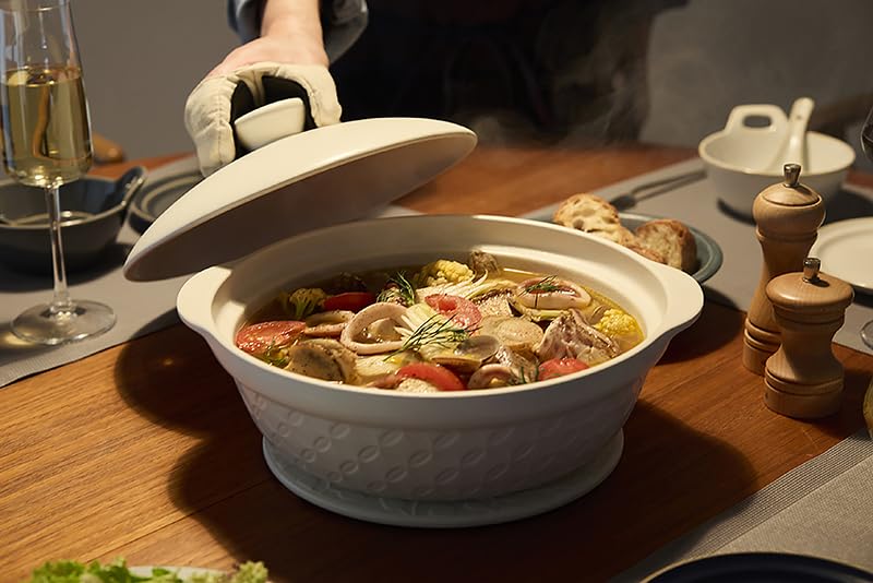 TAMAKI Common Earthenware Size Hard Direct-Fire Pot, 6.5, White, 23x20x11.2cm (H), Porcelain, T-974810