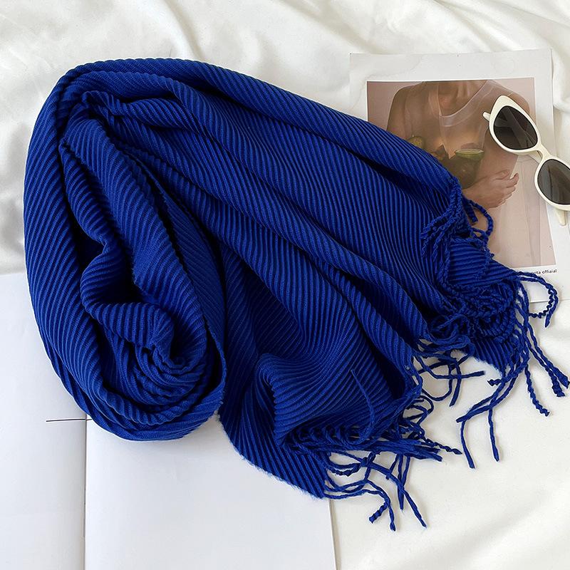 Solid Color Scarf Imitation Cashmere Scarf Winter Thickened Warm Multi-Color Scarf Women'S Long Fringed Shawl