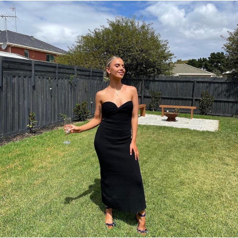 New Spring and Summer Knitted Knotted Fashionable and Sexy Woolen Dress