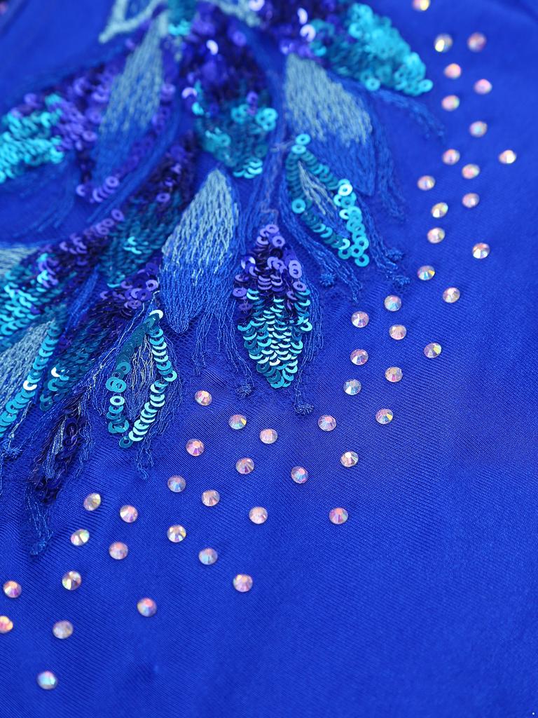 Womens Modern Dance Crop Top Sequin Embroidery Bow Decor Sleeveless Back Hollow Out Dancewear